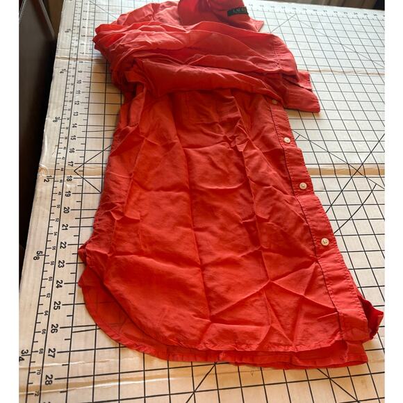 Lauren Ralph Lauren Cotton & SILK Orange Button Down Collared Shirt Blouse 1X - Picture 10 of 10